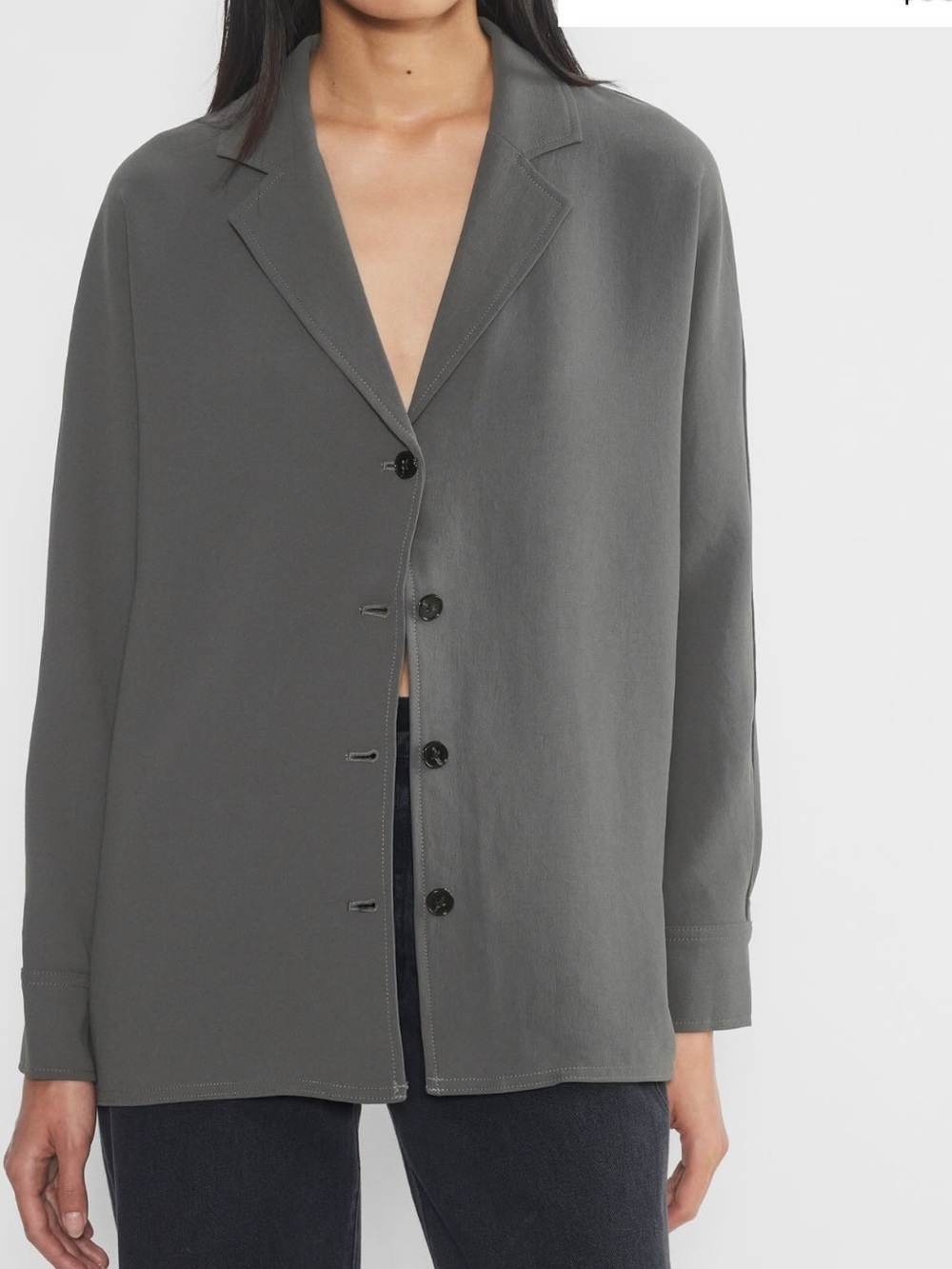 Babaton Gray Button-Front Blouse